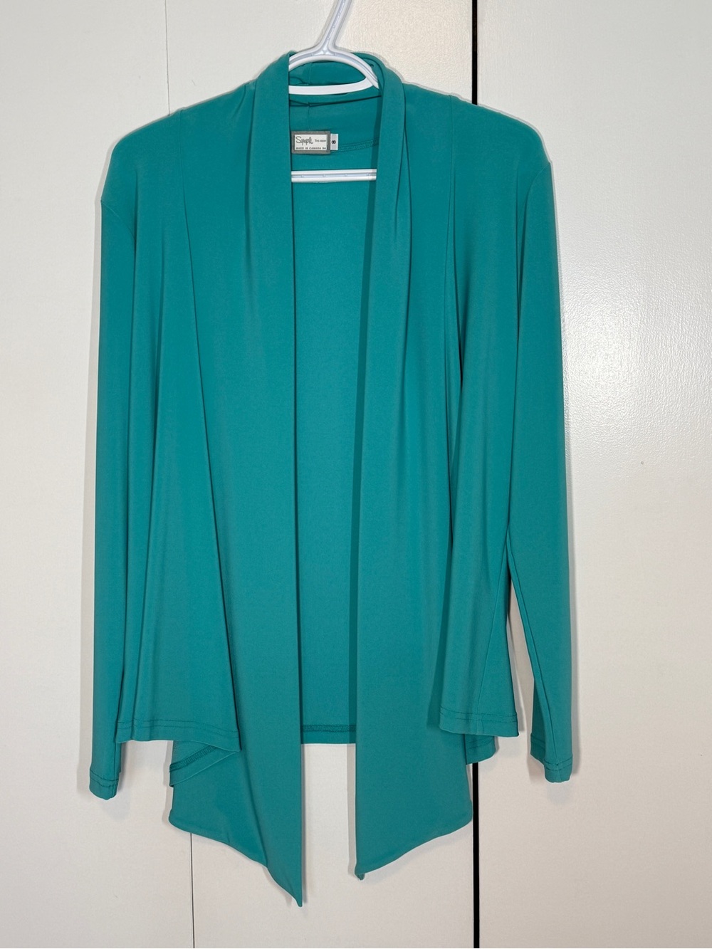 Sympli Teal Open-Front Draped Cardigan